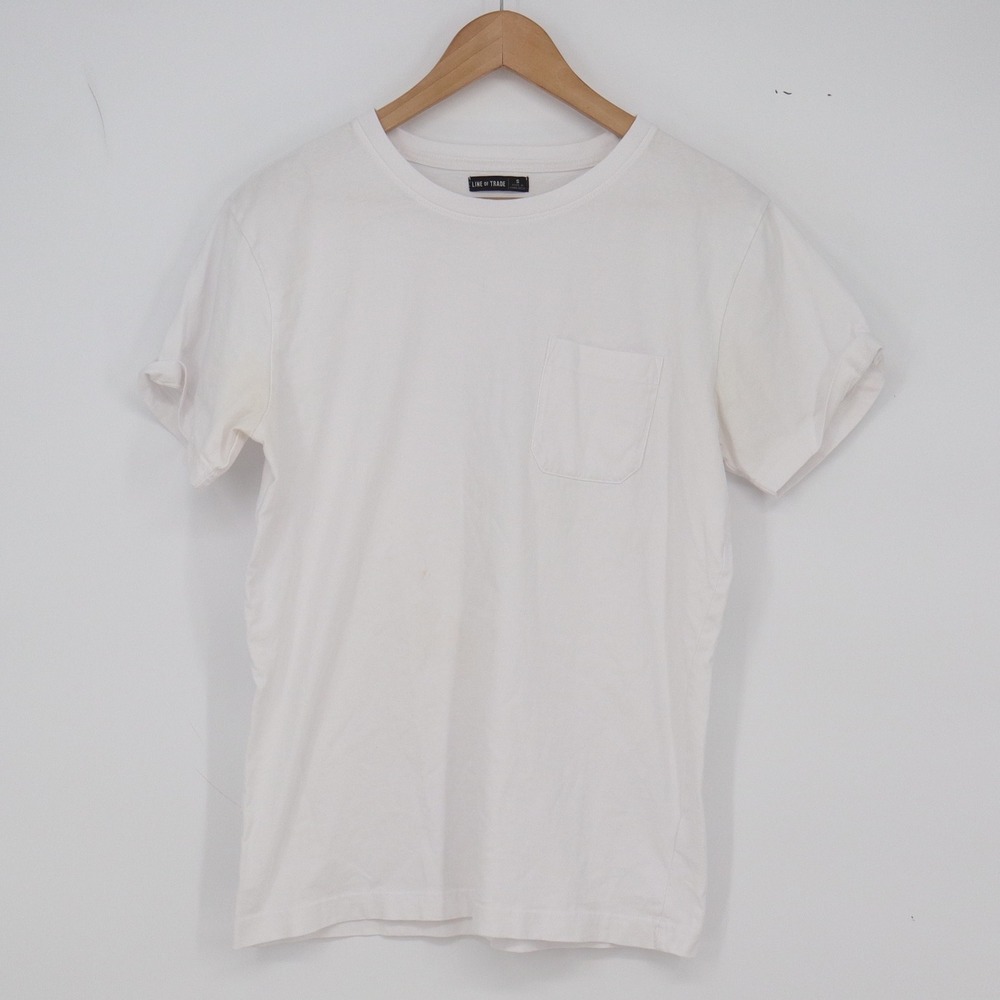 Line of Trade T-Shirt Mens S Pocket Tee White Short Sleeve Cotton Good